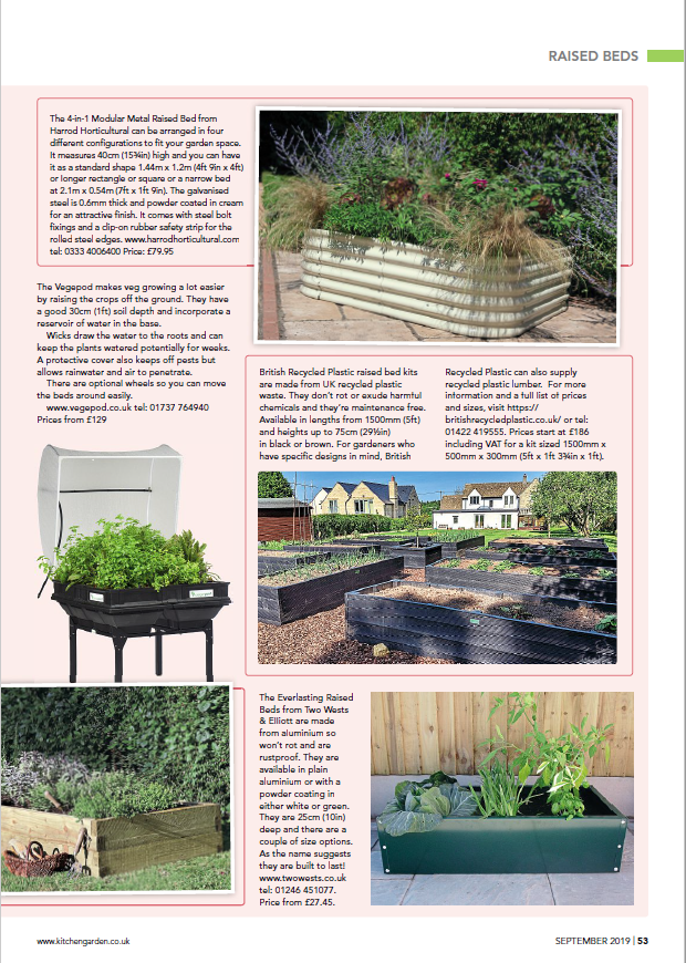 Page 2 of Kitchen Garden magazine's raised beds spread