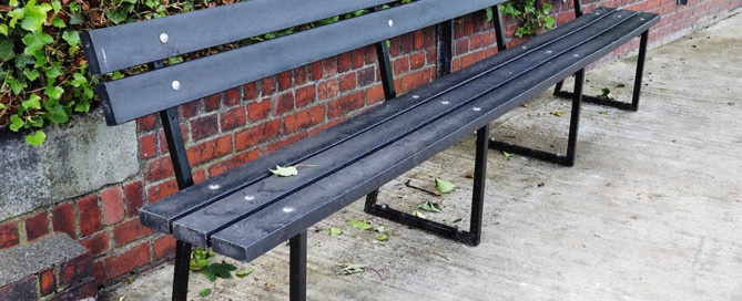 An extra large recycled plastic bench