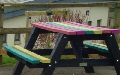 Rainbow benches for Chapelhall Primary School