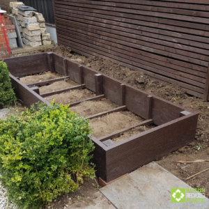 Garden to table growing. 300mm raised bed installation. Empty, before filling.