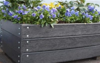 Recycled plastic planks used for blooming planters
