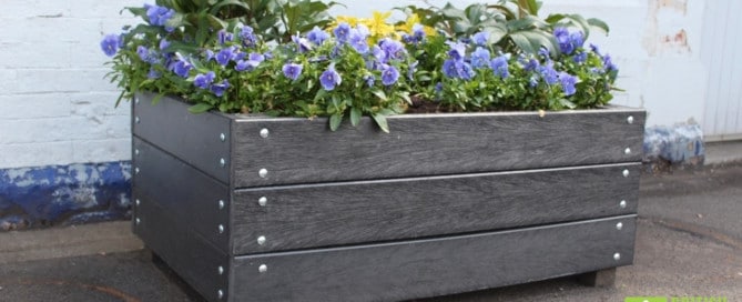 Recycled plastic planks used for blooming planters