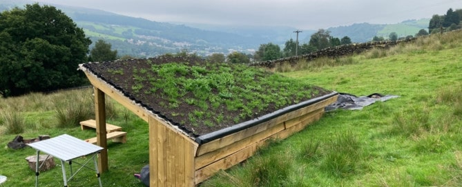 Hebden X-Grids on a roof to stabilise the soil while a seedum green roof takes hold.
