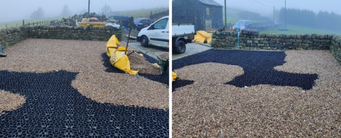 A parking bay being built by Cragg Builders using Hebden X-Grids filled with gravel