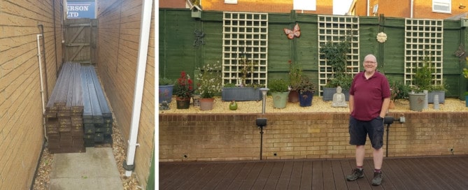Glyn Jones with his recycled plastic decking