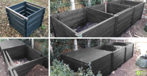 BRP recycled plastic composters. Redacre easy assembly composter and Callis triple composter with a single lid.