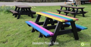 Denholme picnic table in rainbow