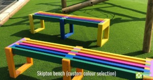 Skipton bench in custom rainbow