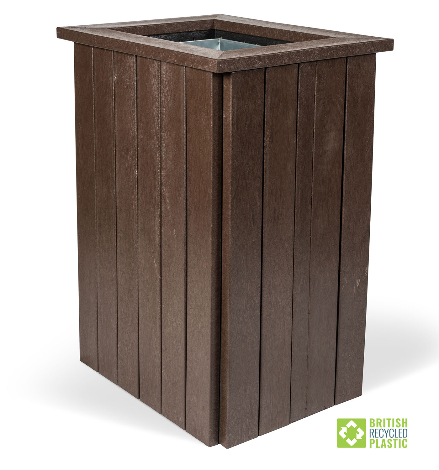 Open topped recycled plastic litter bin with steel insert Open topped recycled plastic litter bin with steel insert