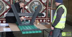 Green Denholme picnic table under construction