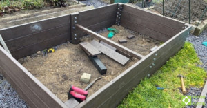 Customer raised bed project using British Recycled Plastic - cross-brace detail