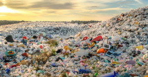 Mountain of waste plastic on a beach