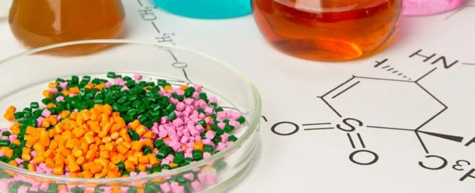 Plastic pellets in a petri dish