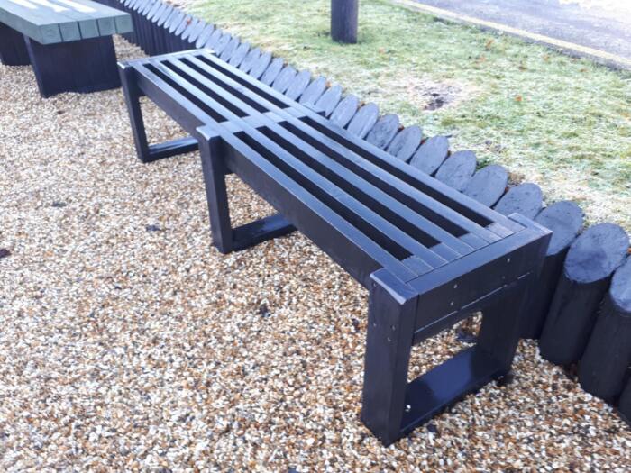 A black recycled plastic Skipton bench A black recycled plastic Skipton bench