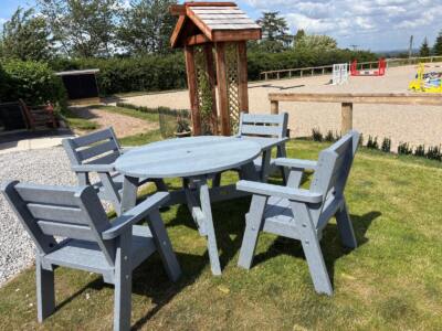 Grey British Recycled Plastic Roundhey garden furniture set