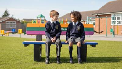 A sturdy, low-maintenance Buddy Bench created from recycled plastic waste, helping schools create safe, inclusive spaces while reducing landfill.