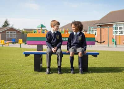 A sturdy, low-maintenance Buddy Bench created from recycled plastic waste, helping schools create safe, inclusive spaces while reducing landfill.