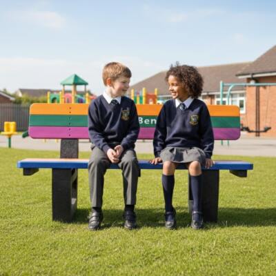 A sturdy, low-maintenance Buddy Bench created from recycled plastic waste, helping schools create safe, inclusive spaces while reducing landfill.