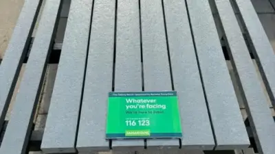 British Recycled Plastic Picnic Table with motivational sign on it. Cricket club