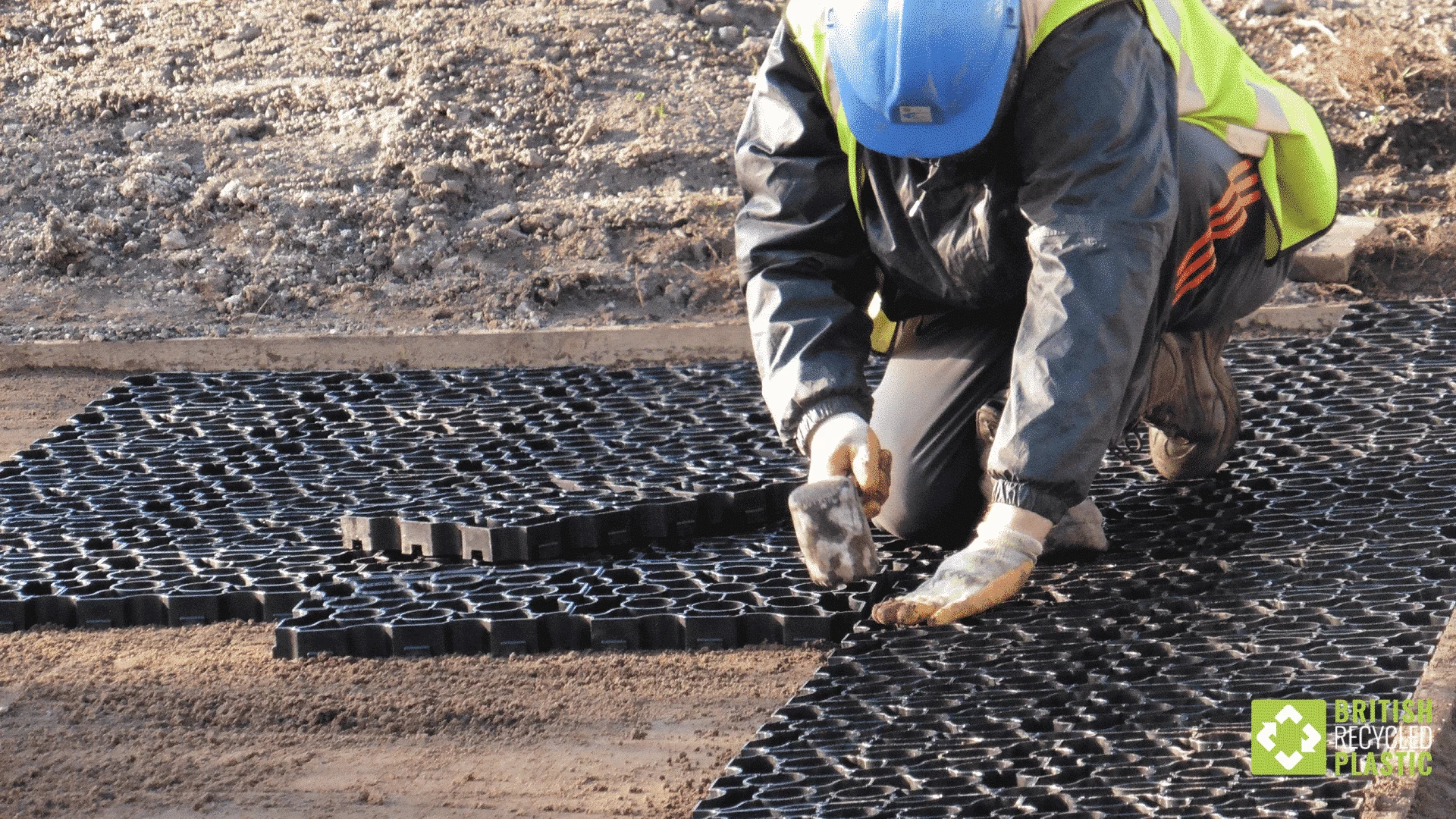 Housing Associations 8 A groundworker installing Hebden X-grids for a car park