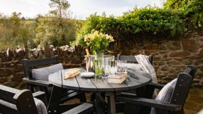 British Recycled Plastic Roundhay dining set in a UK garden