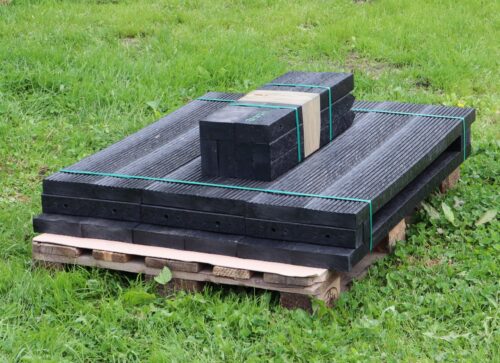 Some recycled plastic on a pallet
