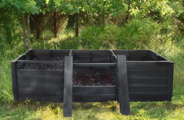 A Callis heavy duty triple compost bin made from recycled plastic