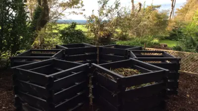 Black Redacre compost bins in garden setting. British Recycled Plastic