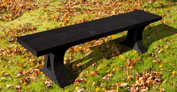 A black Oakworth recycled plastic bench
