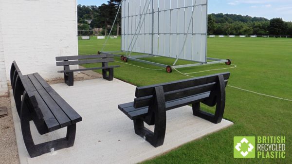 The Harewood recycled plastic bench is ideal for cricket clubs