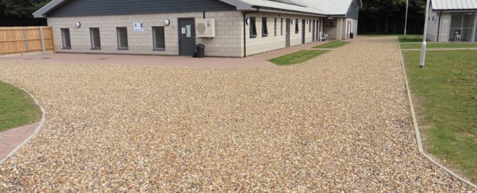 All of the gravel here at this Blue Cross centre in Suffolk is held in place by recycled plastic Hebden X-Grids