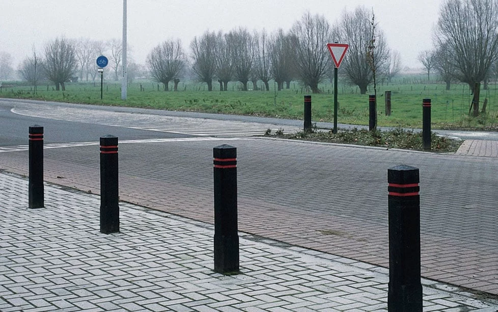 bollards leading up to a golf club 