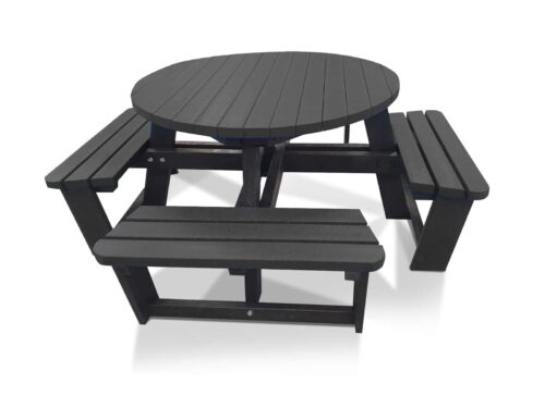 The Calder 8 seater recycled plastic round table in black