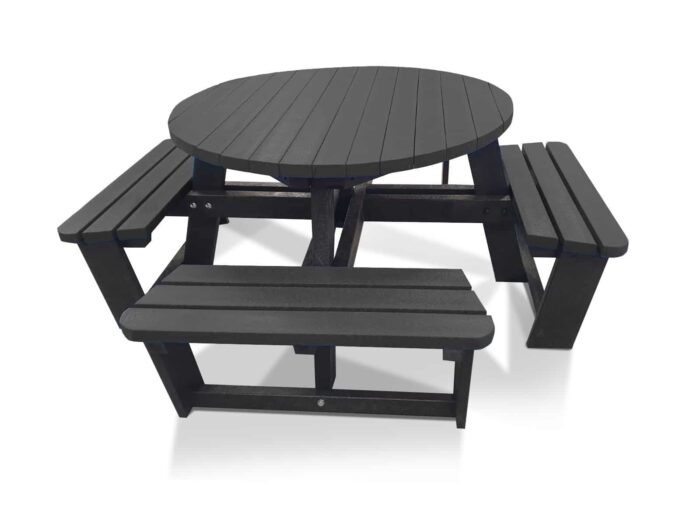 The Calder 8 seater recycled plastic round table in black