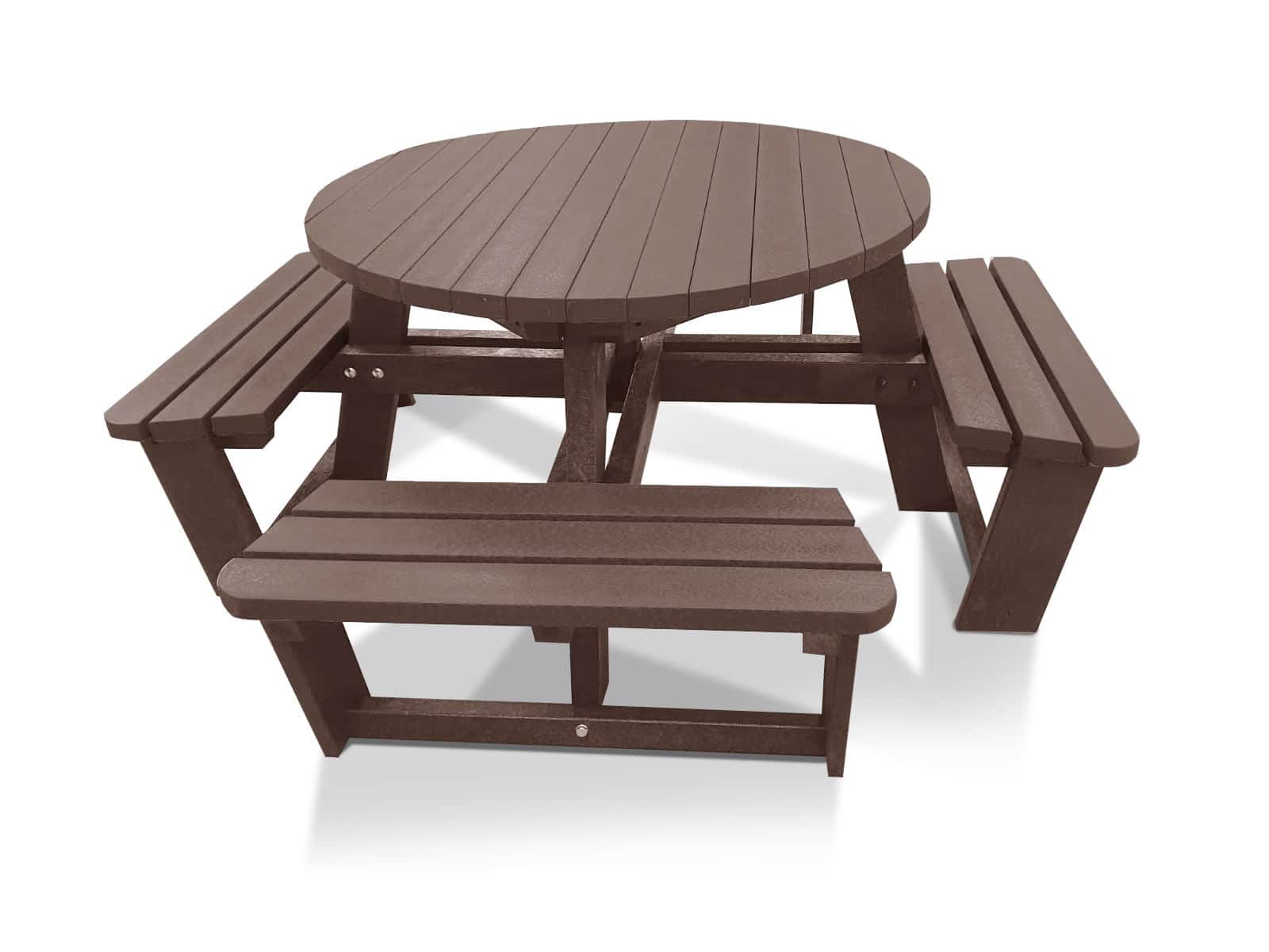The Calder 8 seater recycled plastic round table in brown