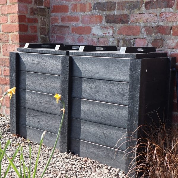 500mm wide Micro Callis double composter with 2 lids, engineered from British Recycled Plastic and available in our web shop