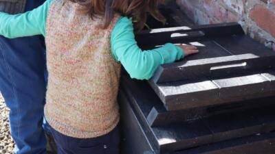 A double Micro Callis compost bin with lids