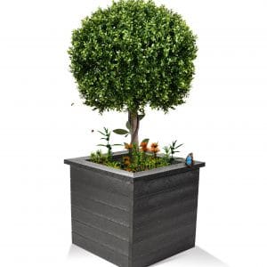 A Haworth recycled plastic planter in black