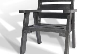 A chair from the recycled plastic Roundhay garden set in black