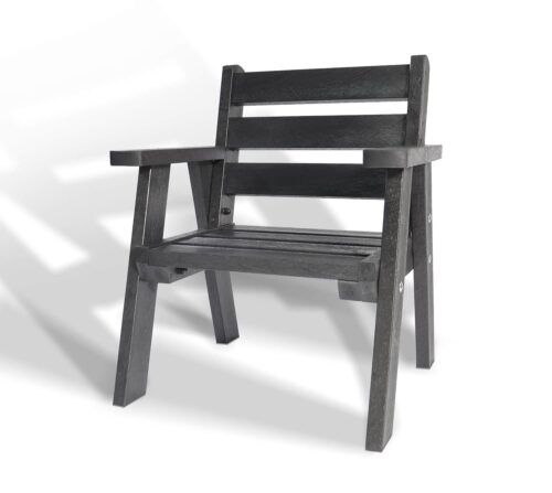 A chair from the recycled plastic Roundhay garden set in black