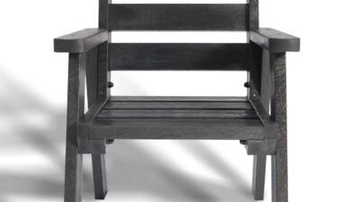 A chair from the recycled plastic Roundhay garden set in black