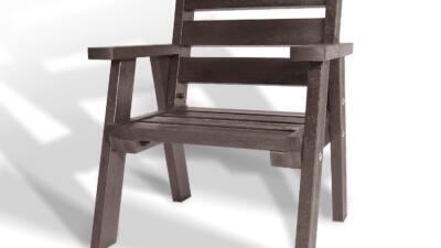 A chair from the recycled plastic Roundhay garden set in brown