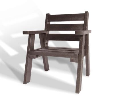A chair from the recycled plastic Roundhay garden set in brown