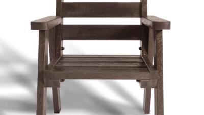 A chair from the recycled plastic Roundhay garden set in brown