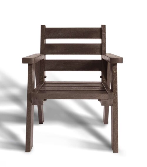 A chair from the recycled plastic Roundhay garden set in brown