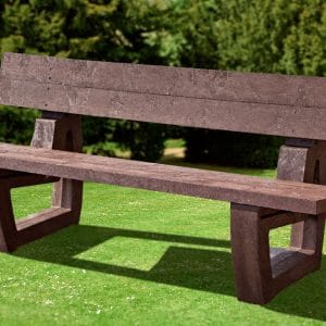 A brown recycled plastic Harewood bench