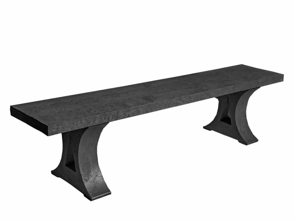 The Oakworth recycled plastic backless bench with moulded feet in black