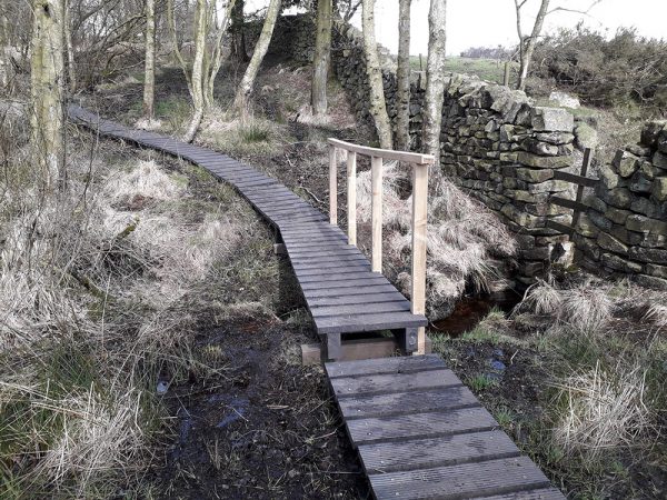 A short boardwalk to improve access at the National Trust property at Brimham Rocks in Yorkshire