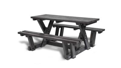 The Batley recycled plastic walkthrough picnic table is part of our accessibility range, seen here in black
