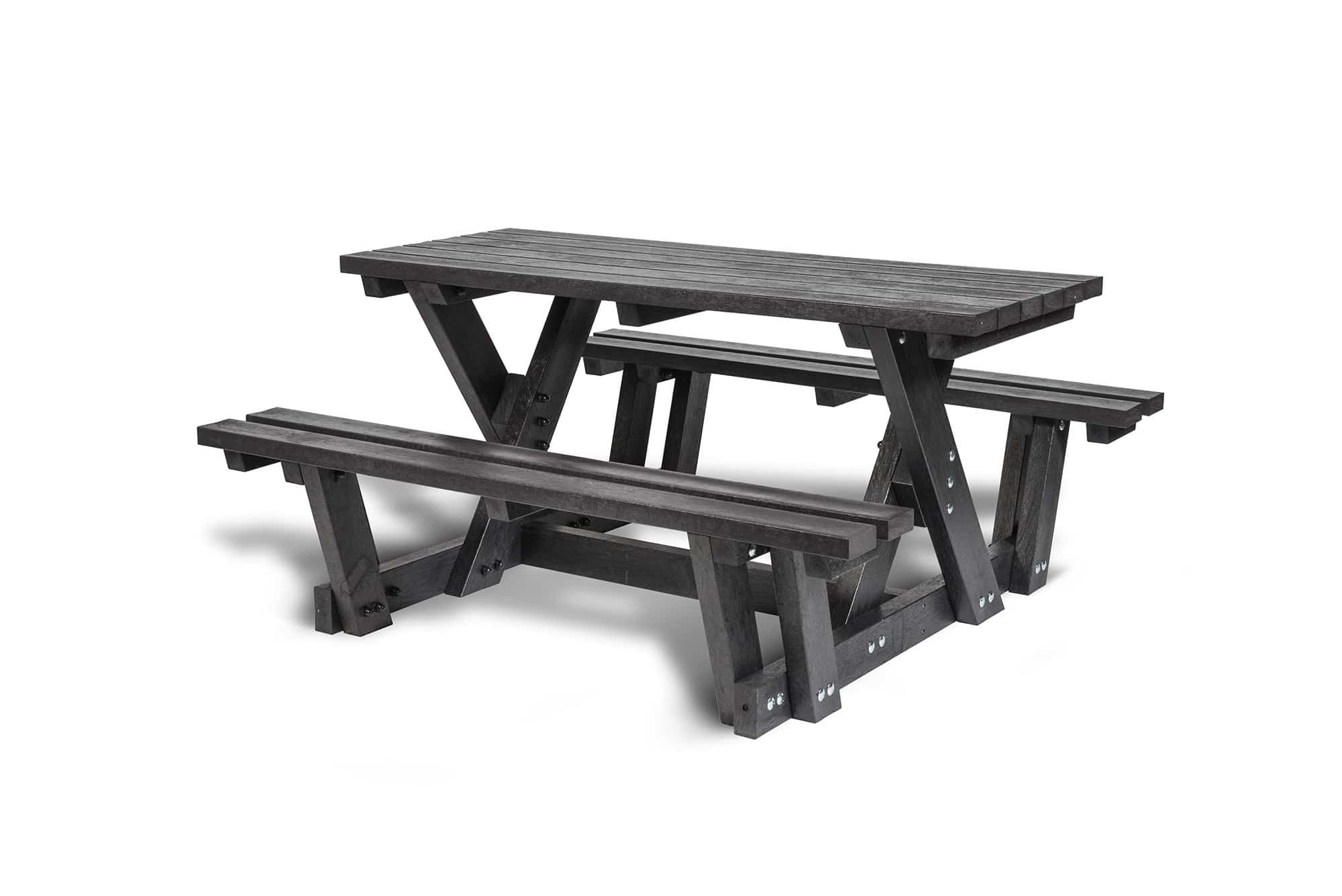 The Batley recycled plastic walkthrough picnic table is part of our accessibility range, seen here in black